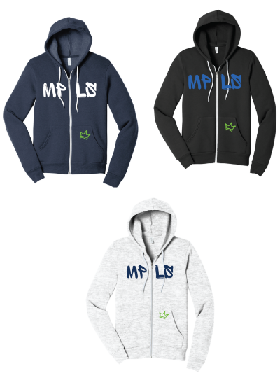 Picture of MPLS Kings BELLA+CANVAS® Unisex Sponge Fleece Full-Zip Hoodie twill front